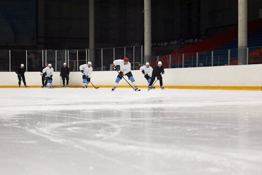 Hockey players in action during a game