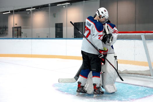 NHL goalie in a shutout celebration